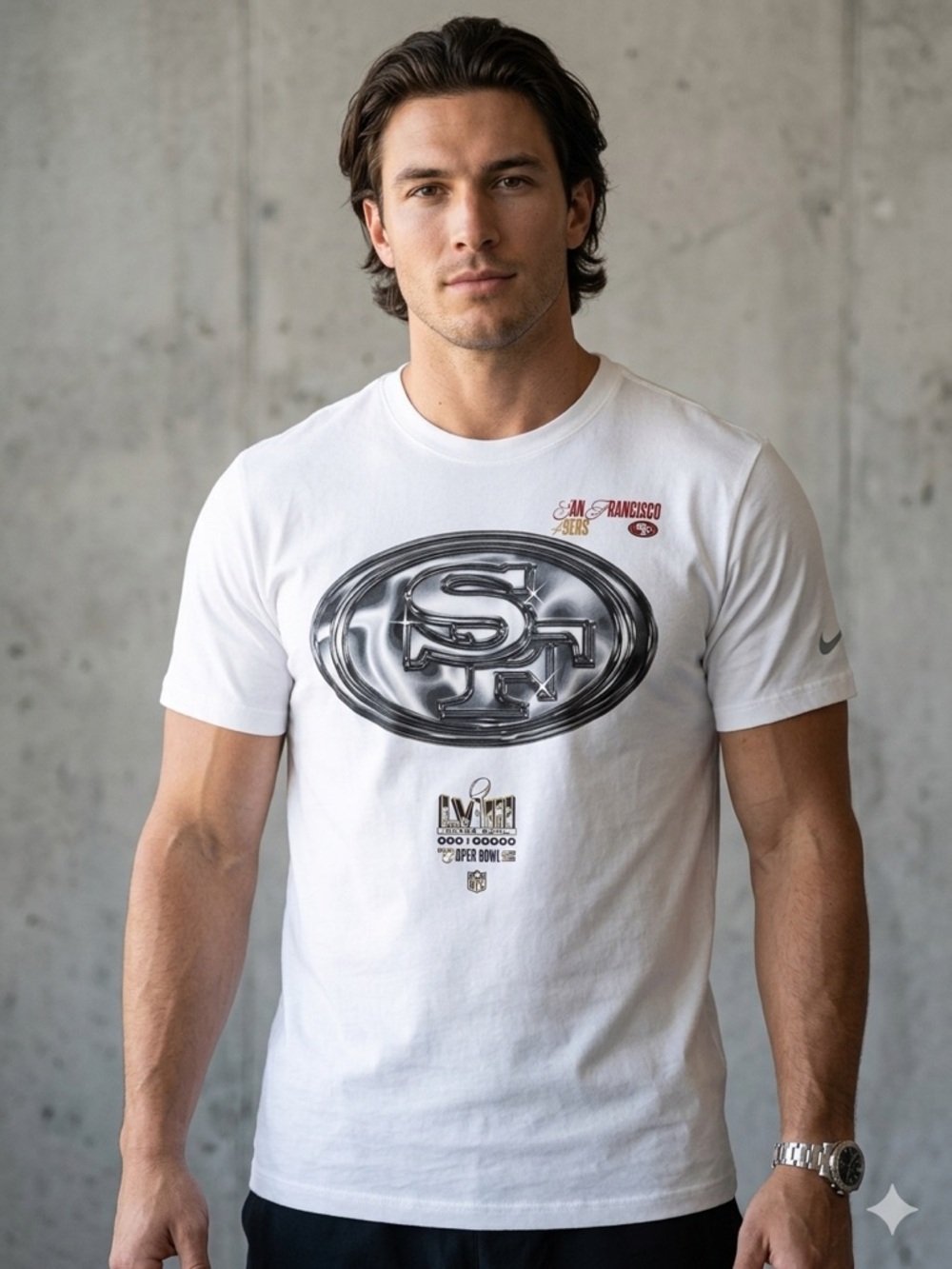 Nike White Short-Sleeve San Francisco 49ers Metallic Logo Tee